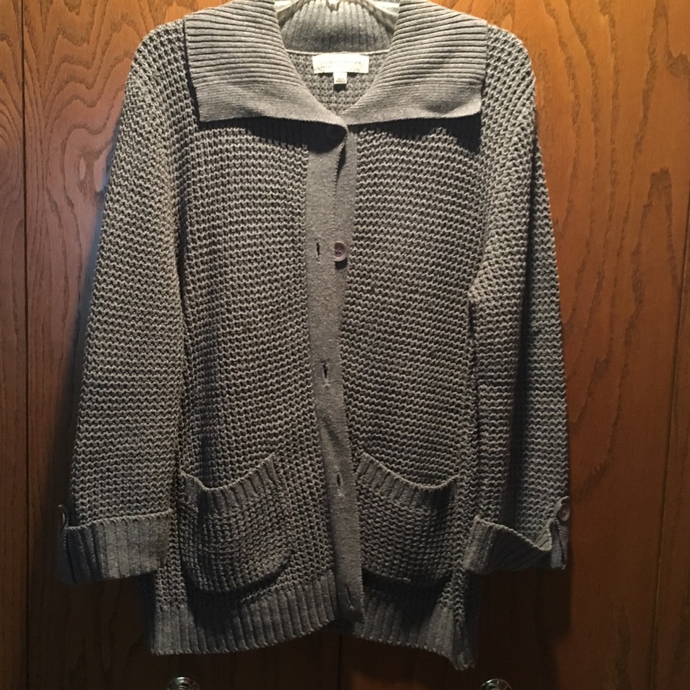 Gray button up sweater
